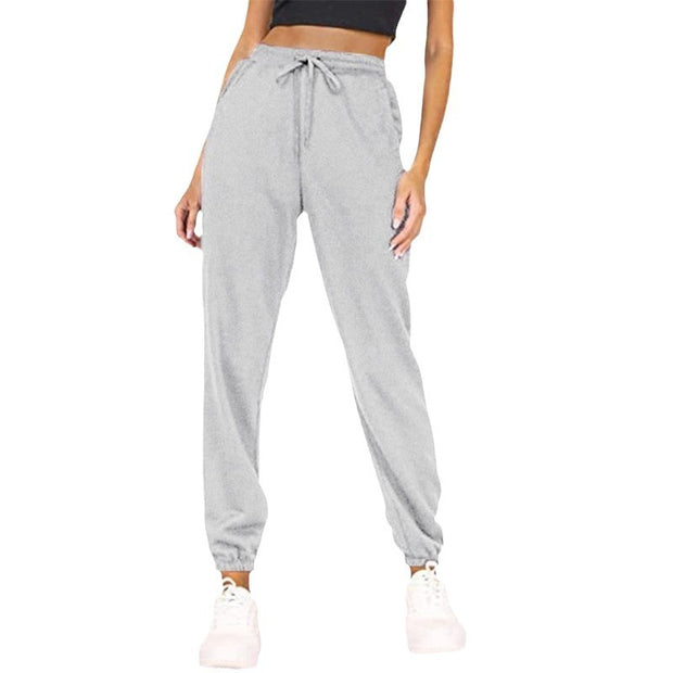 Solid Color With Fur Sweatpants Casual Sports Jogging High Waist Loose Tappered Home Casual Pants