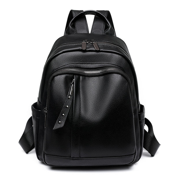 Light Luxury High-grade Backpack Women's Backpack PU Soft Leather Fashion Simple Waterproof Large Capacity Travel Bag