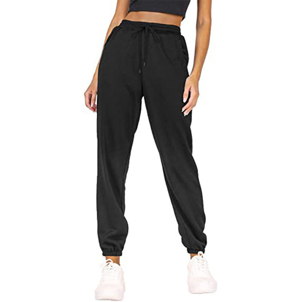 Solid Color With Fur Sweatpants Casual Sports Jogging High Waist Loose Tappered Home Casual Pants