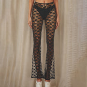 Lace Versatile High Elastic See-through Casual Trousers