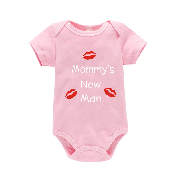 Newborn Baby Clothes Short Sleeve Boy Clothing Mommy's New Man Design 100% Cotton Rompers De Bebe Costumes Black