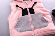 2020 Winter 3pcs Kids Thickening Hooded Vest Sweater Pant Sport Suits Baby Boys And Girls Warm Cartoon Outfit Children Clothing