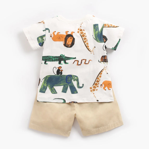 Sanlutoz Baby Boys Summer Clothing Sets Cartoon Short Sleeve Cotton Baby Outfit Sets Shirts + Shorts 2pcs