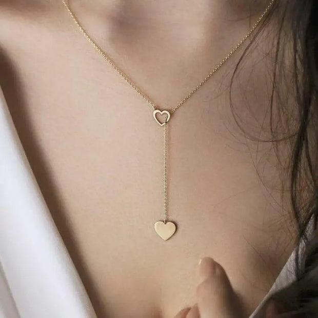 2019 Fashion New Personality Peach Heart Love Long Pendant Women's Necklace Metal Birthday Gift Jewelry Statement Necklace