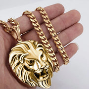 Vintage Mens Jewellery Lion Head Necklace Pattern Carving Necklace Animal Necklace Men Rock Punk Hip Hop Jewelry AnniversaryGift