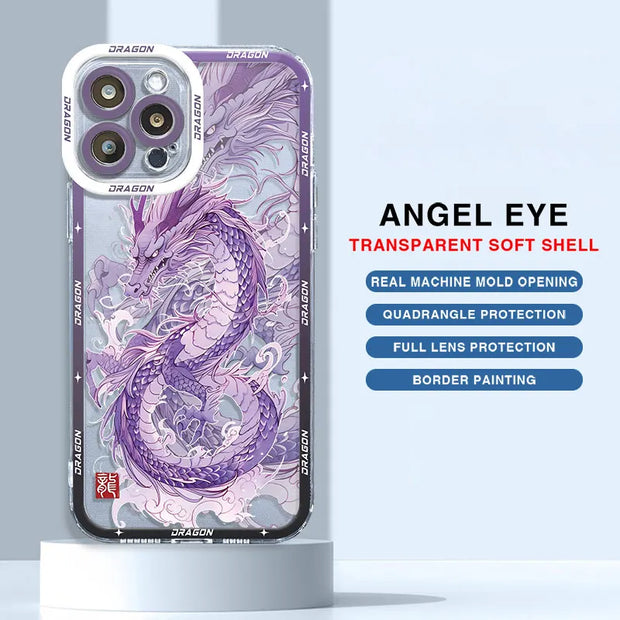 Luxury Chinese Dragon Case for Samsung Galaxy A73 5G A23 A13 A54 A14 4G A33 A24 A34 A25 A15 Transparent Soft Bumper Cover