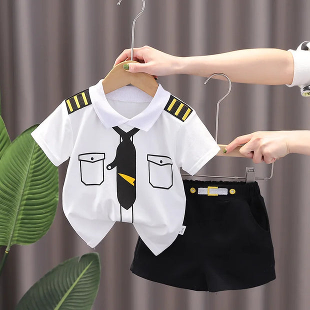 2PCS Children Clothing mother Kids Clothes Children's Sets Boys T-shirt Shorts Summer Cotton Short sleeve fashion Suit