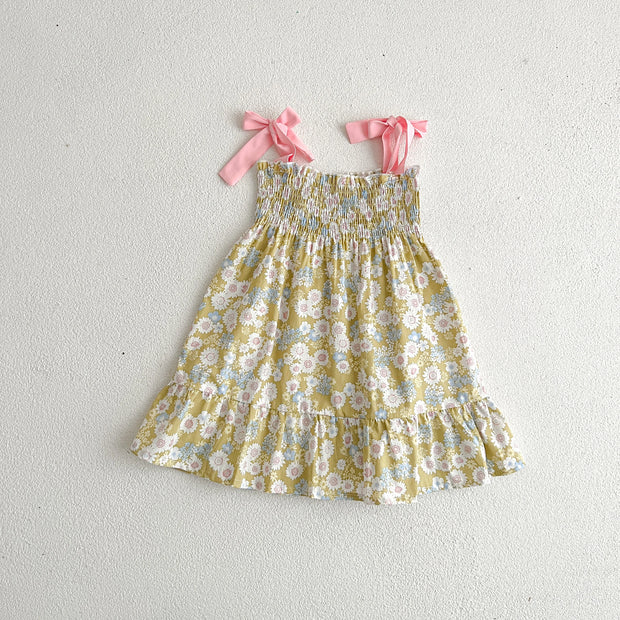 Sister Clothes Suits Girls Strap Romper Summer Cozy Cotton Floral Dress Bowknot Jumpsuit Toddler Girls Clothing Children Outfits