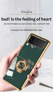 For Samsung Galaxy Z Flip 6 5 Luxuy Plating Magnetic Metal Ring Bracket Case For Samsung Galaxy  Z Flip 4 3 Silicone Back Cover