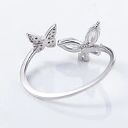 925 Sterling Silver Womens Girls Jewellery Gift Adjustable Butterfly Rings For Women W5M4