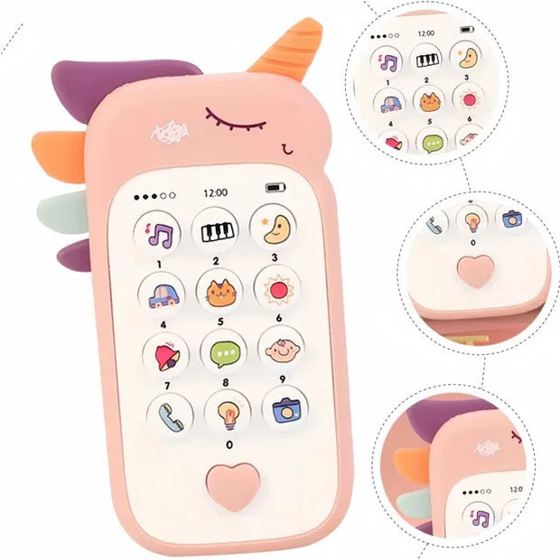 Baby Simulation Phone Toy with Teether Infant Early Education Learning Machine Music Sound Telephone Sleeping Toys for Kids Gift