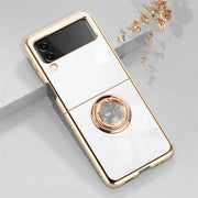 For Samsung Galaxy Z Flip 6 5 Luxuy Plating Magnetic Metal Ring Bracket Case For Samsung Galaxy  Z Flip 4 3 Silicone Back Cover