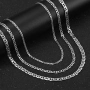 ORSA JEWELS Italian 925 Sterling Silver 2.6mm 3.7mm 5.0mm Flat Mariner Chain Necklace for Women Men Fashion Silver Jewelry SC78