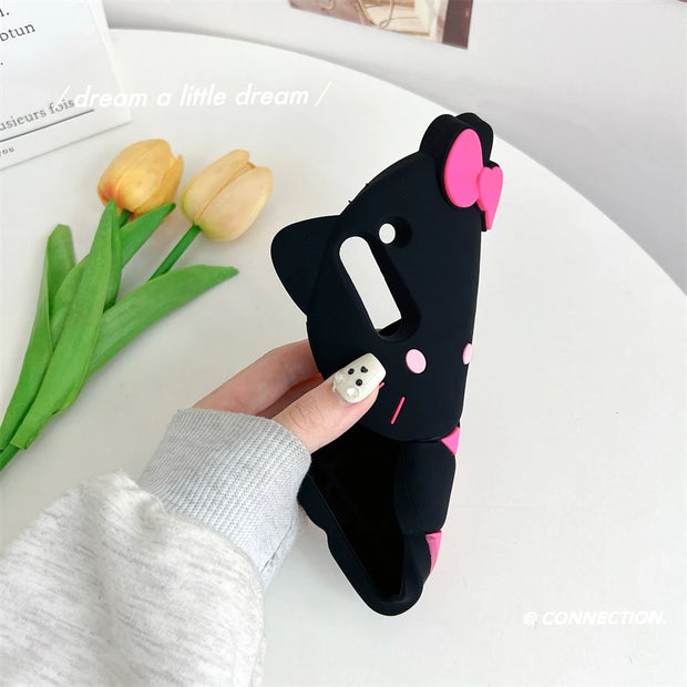 Hello Kitty Cartoon 3D Bow Phone Case For Samsung Galaxy S24 Ultra S23 Plus S22 S21 S20 FE Y2K Anti Fall Soft Silicone Cover