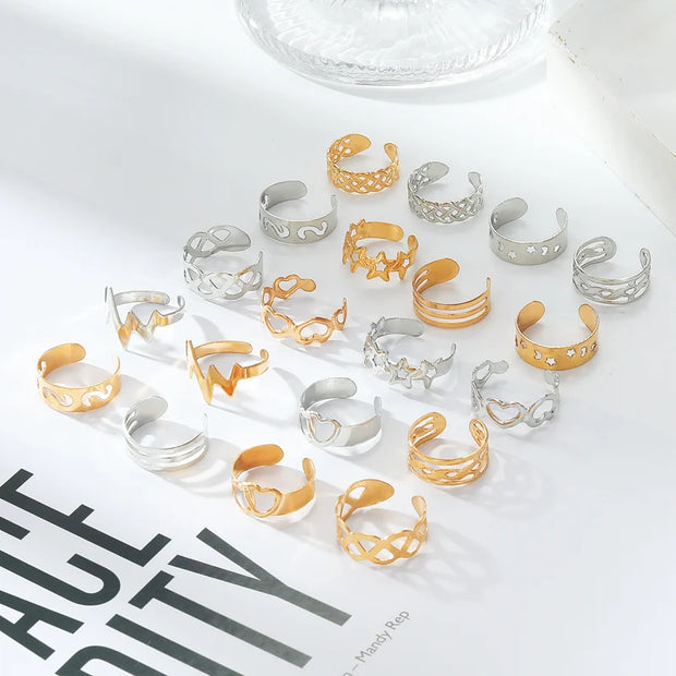 KINFOLK 10Pcs Summer Beach Vacation Knuckle Foot Ring Set Open Toe Rings for Women Girls Finger Ring Adjustable Jewellery Gifts