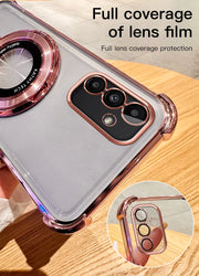 Clear Shockproof Transparent Plating Magsafe Magnetic Stand Holder Case For Samsung Galaxy A14 A34 A54 A15 A35 A55 5G Cover