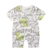 New Summer Baby Clothing Newborn Boys Girls Short-sleeved Cartoon Print Section Open File Climbing Clothing Baby Jumpsuit Romper