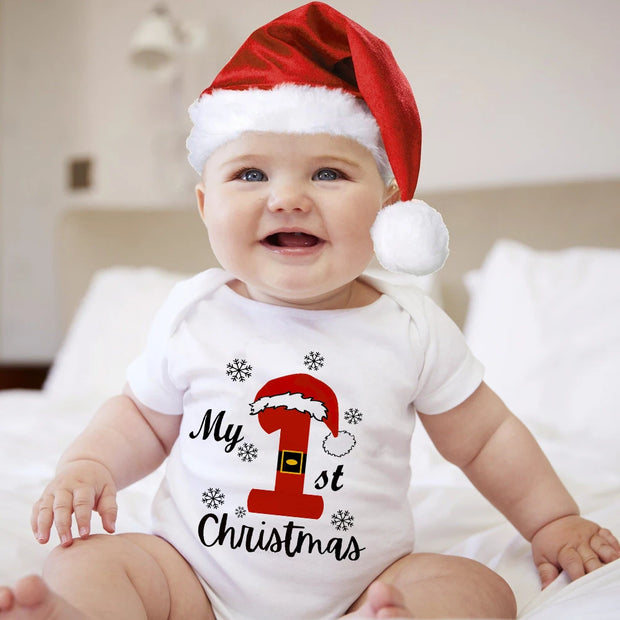 My 1st Christmas Baby Bodysuit Deer Santa Printed Newborn Jumpsuits Christmas Party Baby Infant Outfits Xmas Girls Boys Clothing