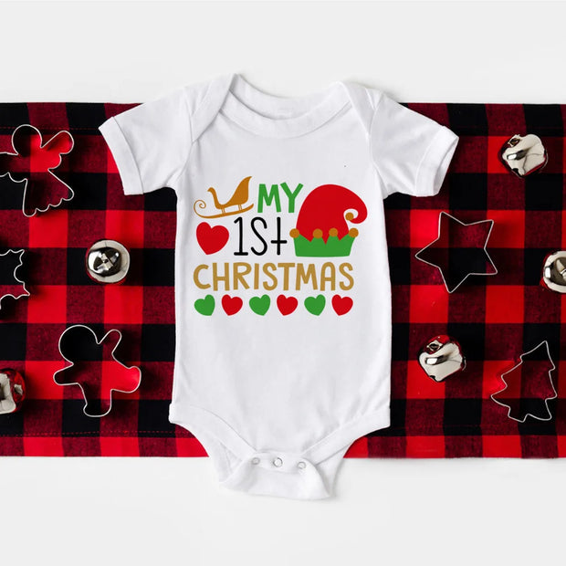 My 1st Christmas Baby Bodysuit Deer Santa Printed Newborn Jumpsuits Christmas Party Baby Infant Outfits Xmas Girls Boys Clothing