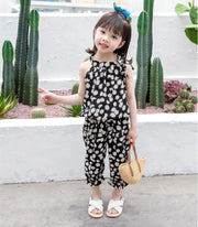 Summer Baby Girls Dress kids Girl Clothes Sleeveless Chiffon Shirts Pants Children's Clothing Princess Print Casual Dresses