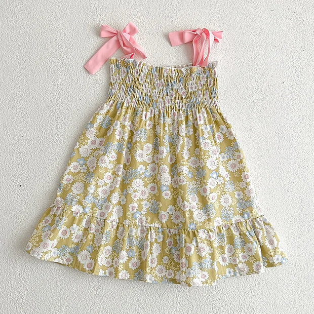 Sister Clothes Suits Girls Strap Romper Summer Cozy Cotton Floral Dress Bowknot Jumpsuit Toddler Girls Clothing Children Outfits