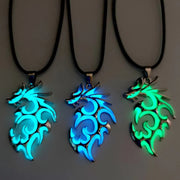 Punk Luminous Dragon Jewelry Pendant Necklace Glow In The Dark Animal Fluorescence Necklaces for Men Women Jewellery Accessories