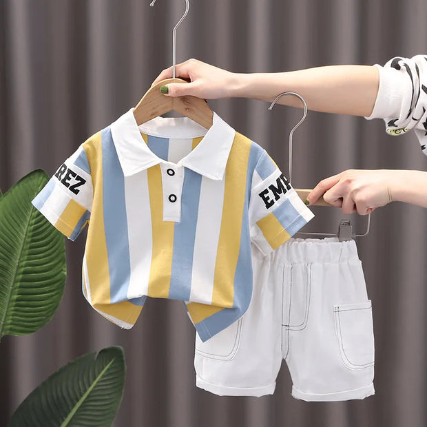 2PCS Children Clothing mother Kids Clothes Children's Sets Boys T-shirt Shorts Summer Cotton Short sleeve fashion Suit