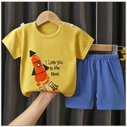 2024 New Kids Boys Girls Summer Pajamas Cute Cartoon Print Short Sleeve T-Shirt Tops with Shorts Toddler Baby Clothing Sets