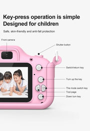 New Cartoon Kids Selfie Camera HD Kids Digital Video Cameras Toys with 32GB SD Card for Children Christmas Birthday Gifts