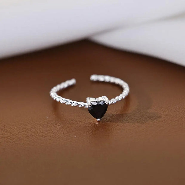 Simple Design Heart Open Rings For Women Adjustable Love Couple Twist Gift Jewellery Accessories