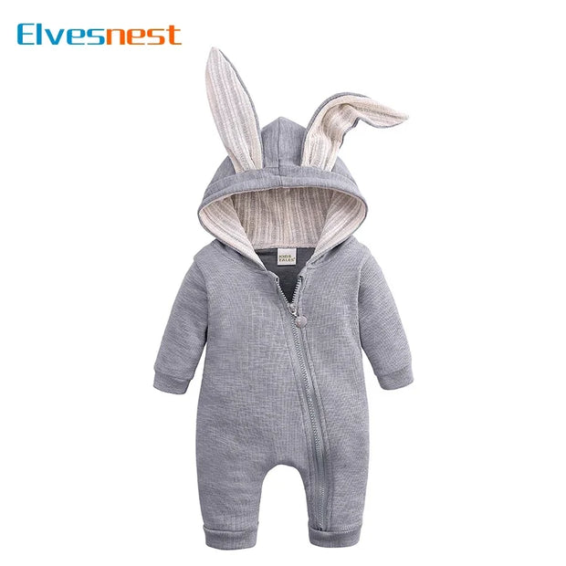 Cartoon Newborn Baby Clothes Boys Romper Long Sleeve Hooded Zipper Baby Girl Romper Spring & Autumn Infant Clothing 3-18 Months