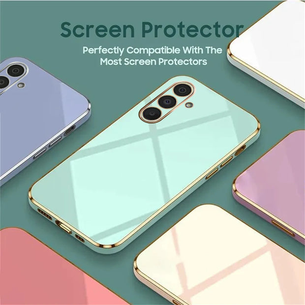 For A15 Case Samsung Galaxy A05 A25 A35 A55 A14 A24 A34 A54 A13 A23 A33 A53 A73 A52 Luxury Square Plating Shockproof Back Cover