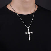 Mens Jewellery Zircon Cross Pendant Necklace Chain for Men Friend Gift Hip-hop Punk Party Faith Jewelry Accessories Colla Hombre