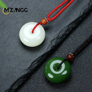 Natural Multicolor Jade Doughnut Pendant Necklace Fashion Accessories Charm Jewellery Carved Amulet Gifts for Women Men