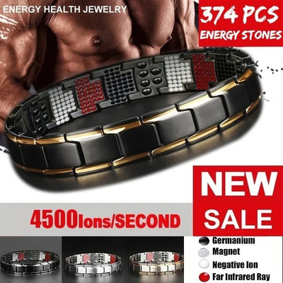 Men Jewellery Magnetic Therapy Element Slimming Weight Loss Bracelet for Men Anti-Fatigue Healing Hematite Bracelet Jewelry Gift