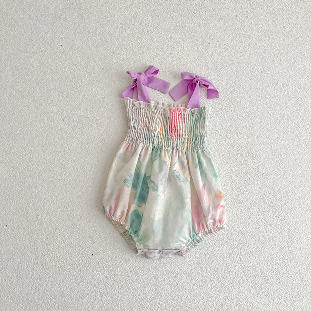 Sister Clothes Suits Girls Strap Romper Summer Cozy Cotton Floral Dress Bowknot Jumpsuit Toddler Girls Clothing Children Outfits