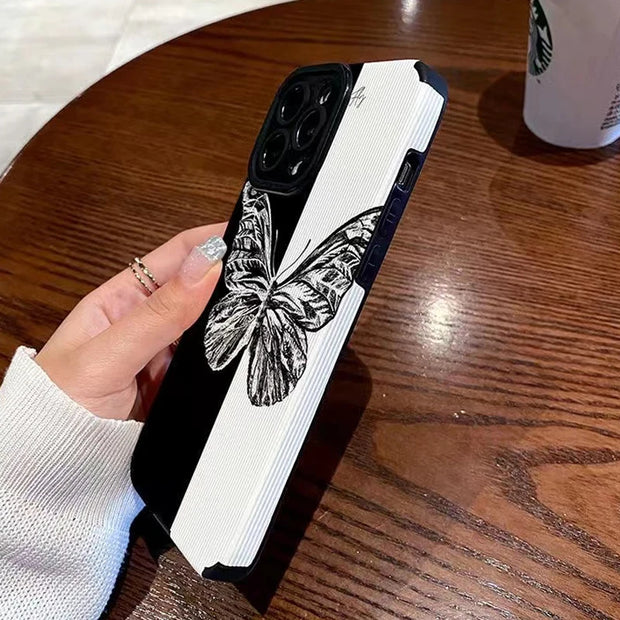 Fashion Butterfly Pattern Phone Case For iPhone 11 12 13 14 Pro Max X XR XS Max 7 8 Plus Shockproof Lens Protection Soft Cover