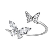 925 Sterling Silver Womens Girls Jewellery Gift Adjustable Butterfly Rings For Women W5M4