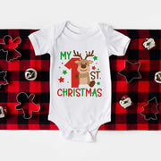 My 1st Christmas Baby Bodysuit Deer Santa Printed Newborn Jumpsuits Christmas Party Baby Infant Outfits Xmas Girls Boys Clothing