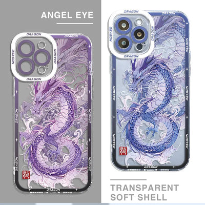 Luxury Chinese Dragon Case for Samsung Galaxy A73 5G A23 A13 A54 A14 4G A33 A24 A34 A25 A15 Transparent Soft Bumper Cover