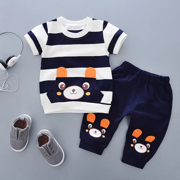 2PCS Children Clothing mother Kids Clothes Children's Sets Boys T-shirt Shorts Summer Cotton Short sleeve fashion Suit