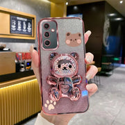 A 54 A 34 Glitter Bling Bear Phone Holder Case On For Samsung Galaxy A54 A55 A13 A14 A15 A23 A24 A25 A34 A35 4G 5G Stand Cover