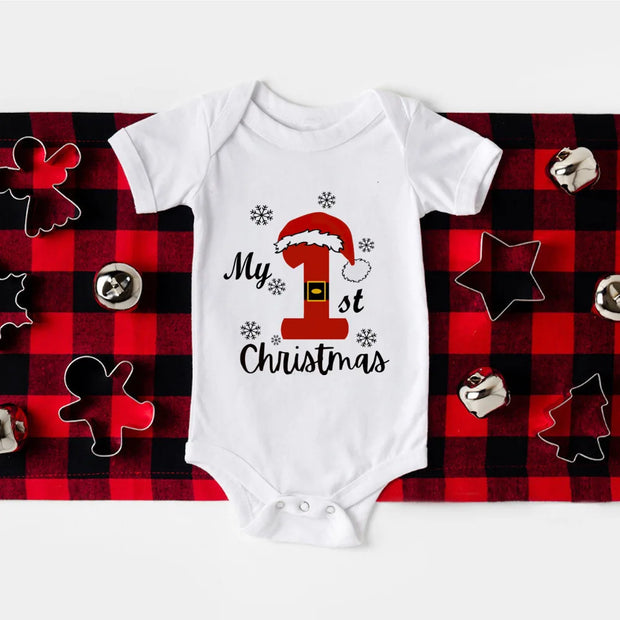 My 1st Christmas Baby Bodysuit Deer Santa Printed Newborn Jumpsuits Christmas Party Baby Infant Outfits Xmas Girls Boys Clothing