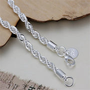 New High quality 925 Sterling Silver 4MM Women Men chain Male Twisted Rope Bracelets Fashion Silver Jewelry