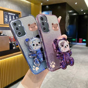 A 54 A 34 Glitter Bling Bear Phone Holder Case On For Samsung Galaxy A54 A55 A13 A14 A15 A23 A24 A25 A34 A35 4G 5G Stand Cover