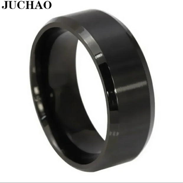 JUCHAO Jewellery Classic Rings Men Titanium Steel Black Jewelry ring New 2024