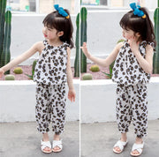 Summer Baby Girls Dress kids Girl Clothes Sleeveless Chiffon Shirts Pants Children's Clothing Princess Print Casual Dresses