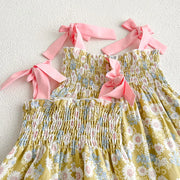 Sister Clothes Suits Girls Strap Romper Summer Cozy Cotton Floral Dress Bowknot Jumpsuit Toddler Girls Clothing Children Outfits