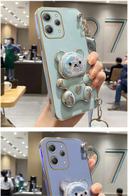 S 24plusQuicksand Bear Holder Lanyard Phone Case For Samsung Galaxy A25 A55 A15 A35 A04E 4G 5G S24 Ultra Strap Stand Cover a 55