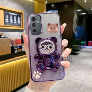 A 54 A 34 Glitter Bling Bear Phone Holder Case On For Samsung Galaxy A54 A55 A13 A14 A15 A23 A24 A25 A34 A35 4G 5G Stand Cover